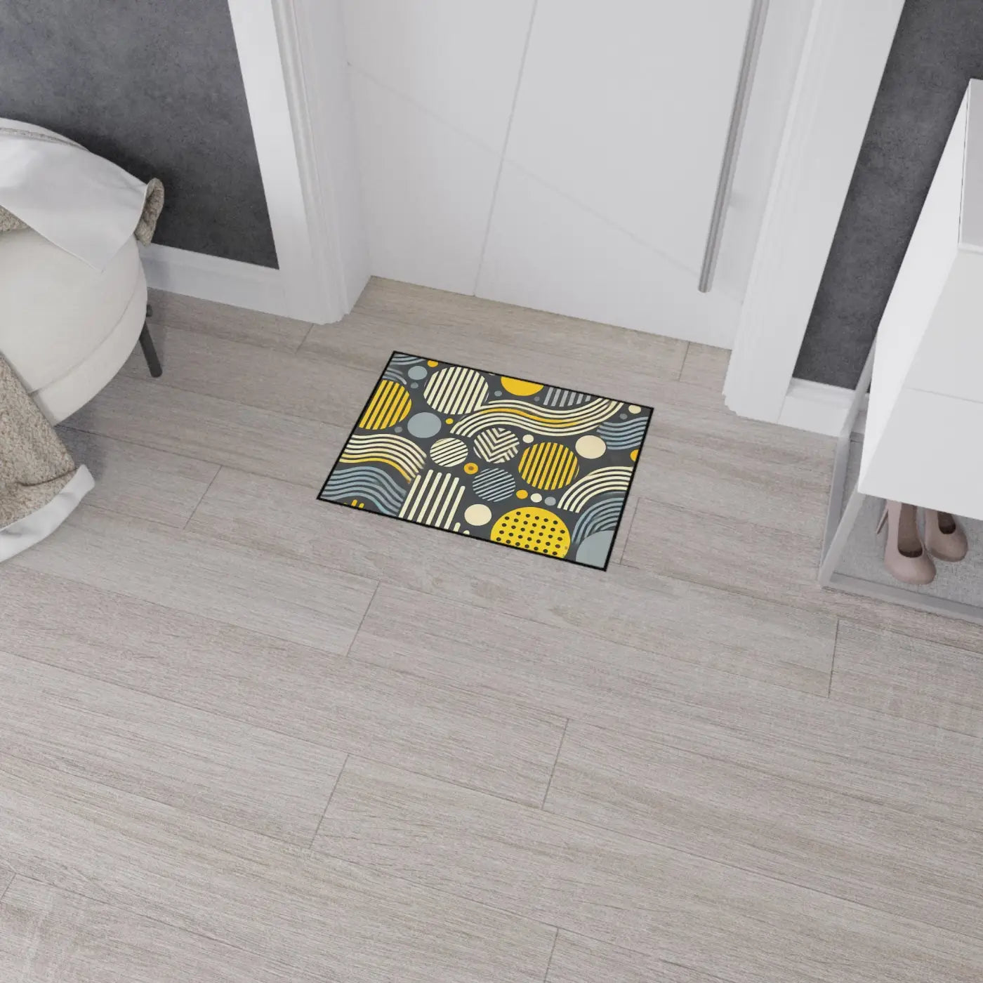 Vibrant Yellow Geometric Heavy Floor Mat - Home Decor - DipaliZ