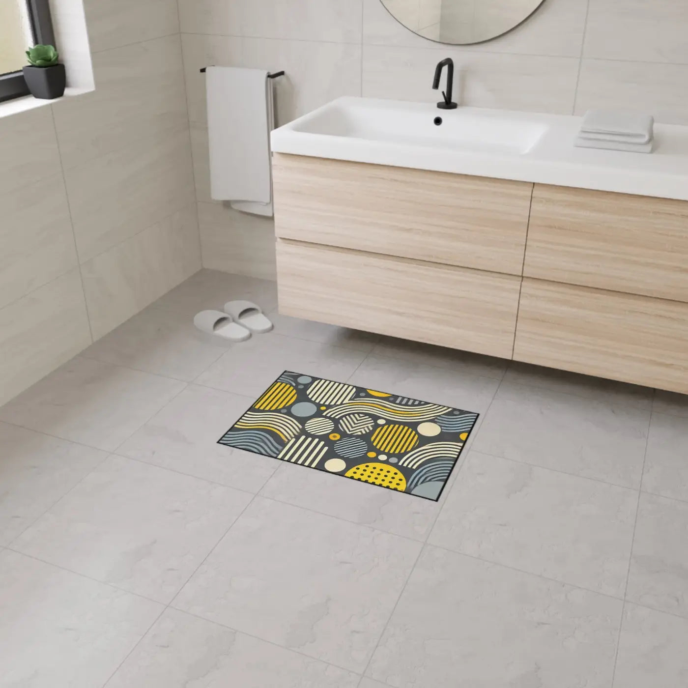 Vibrant Yellow Geometric Heavy Floor Mat - Home Decor - DipaliZ