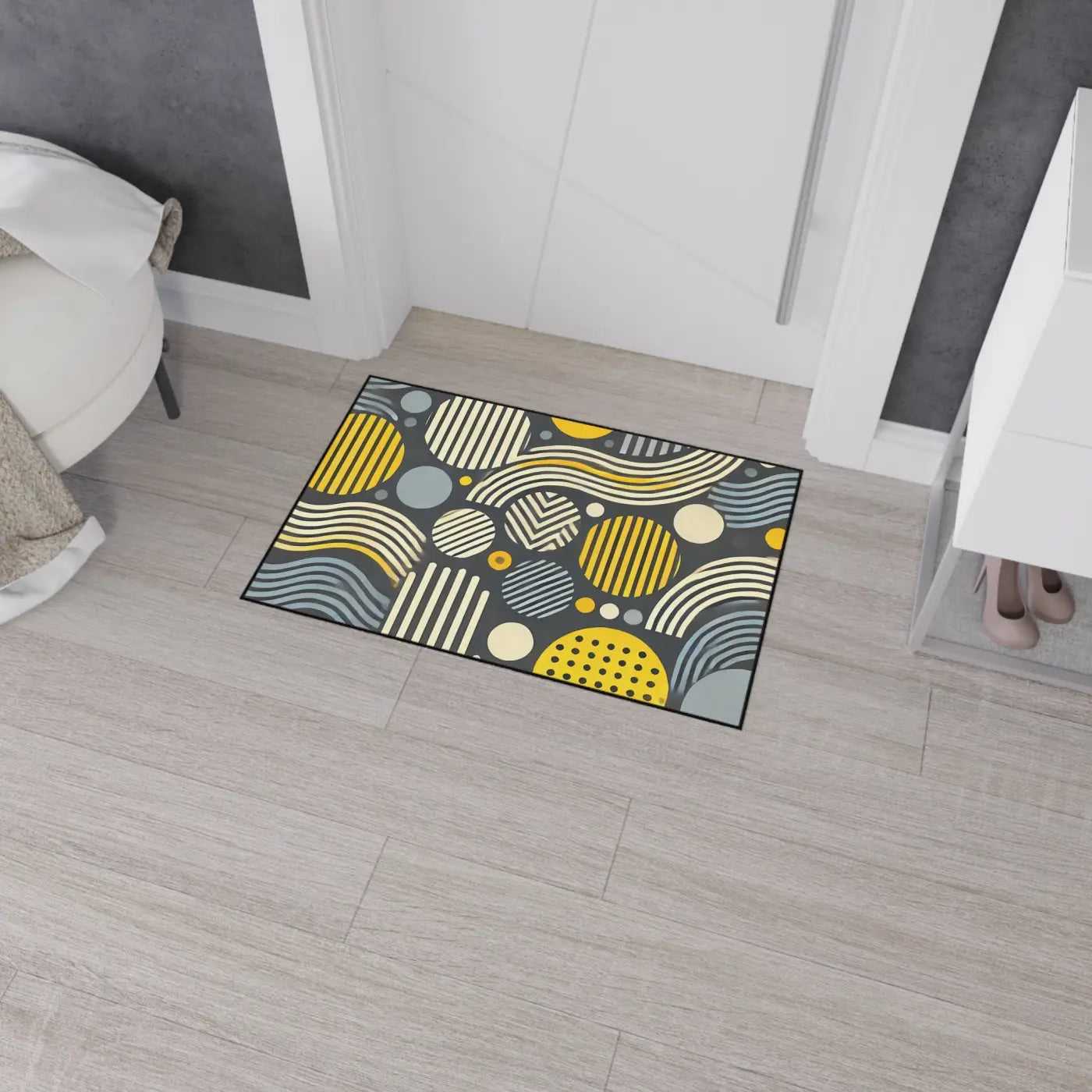 Vibrant Yellow Geometric Heavy Floor Mat - Home Decor - DipaliZ