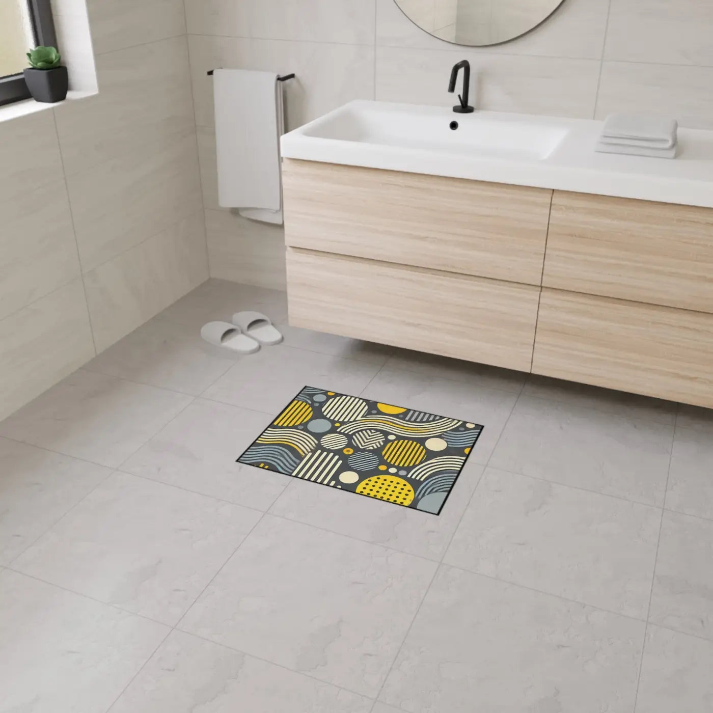 Vibrant Yellow Geometric Heavy Floor Mat - Home Decor - DipaliZ