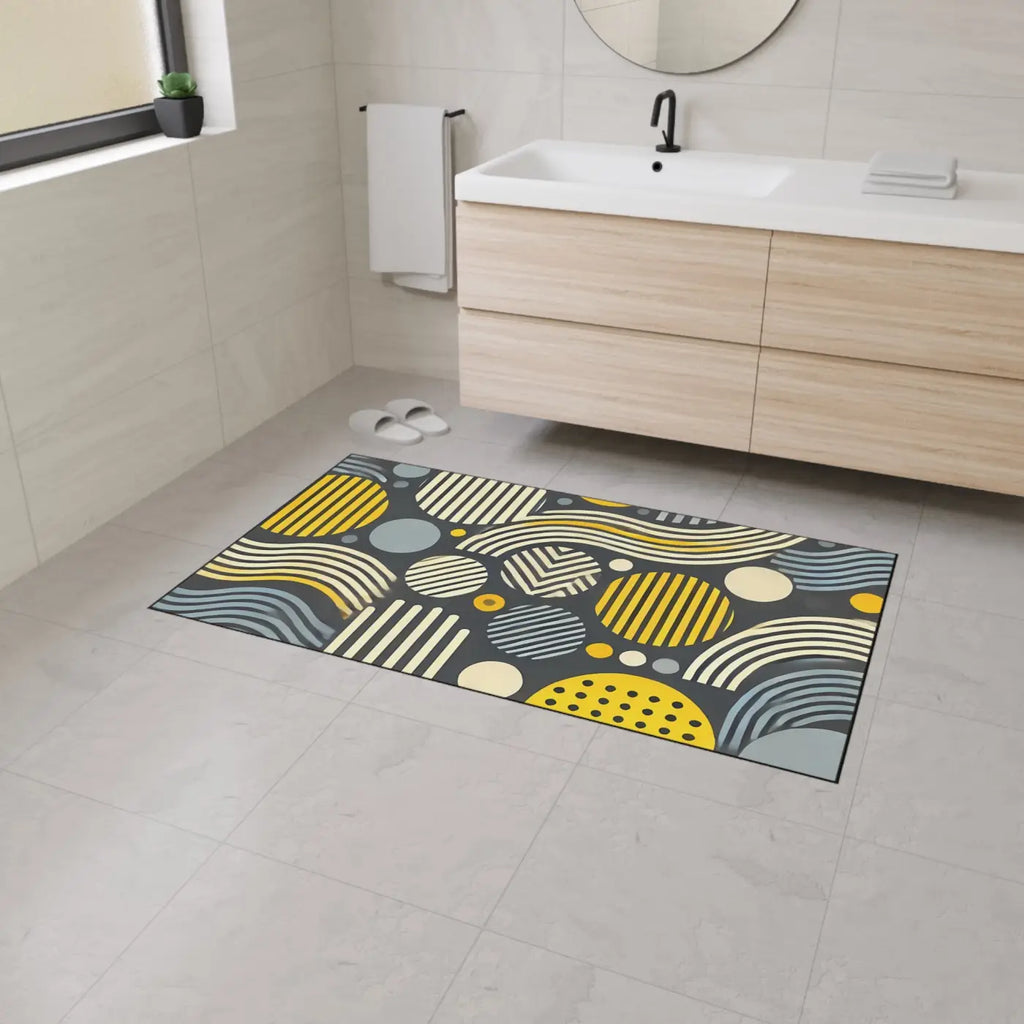 Vibrant Yellow Geometric Heavy Floor Mat - Home Decor - DipaliZ