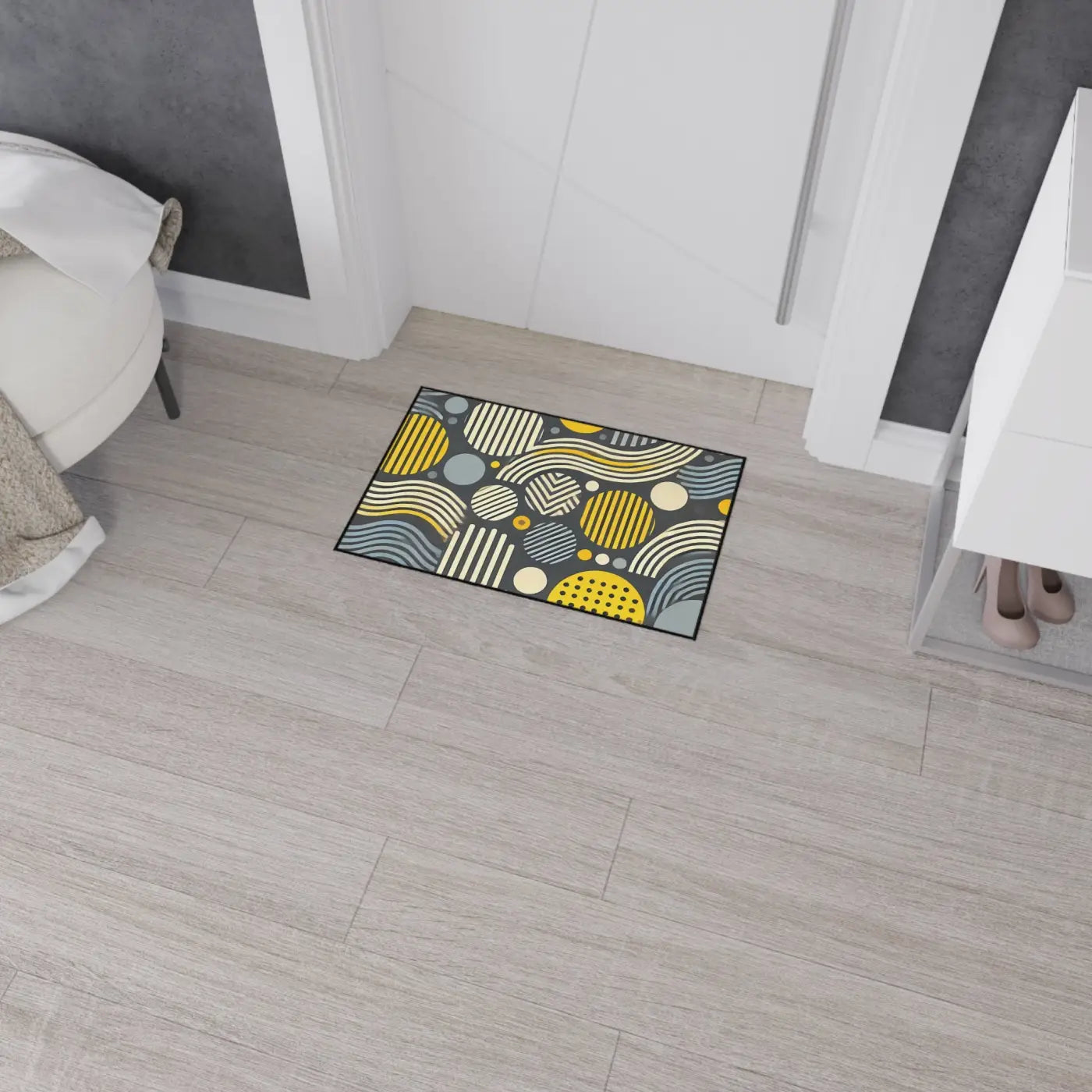 Vibrant Yellow Geometric Heavy Floor Mat - Home Decor - DipaliZ