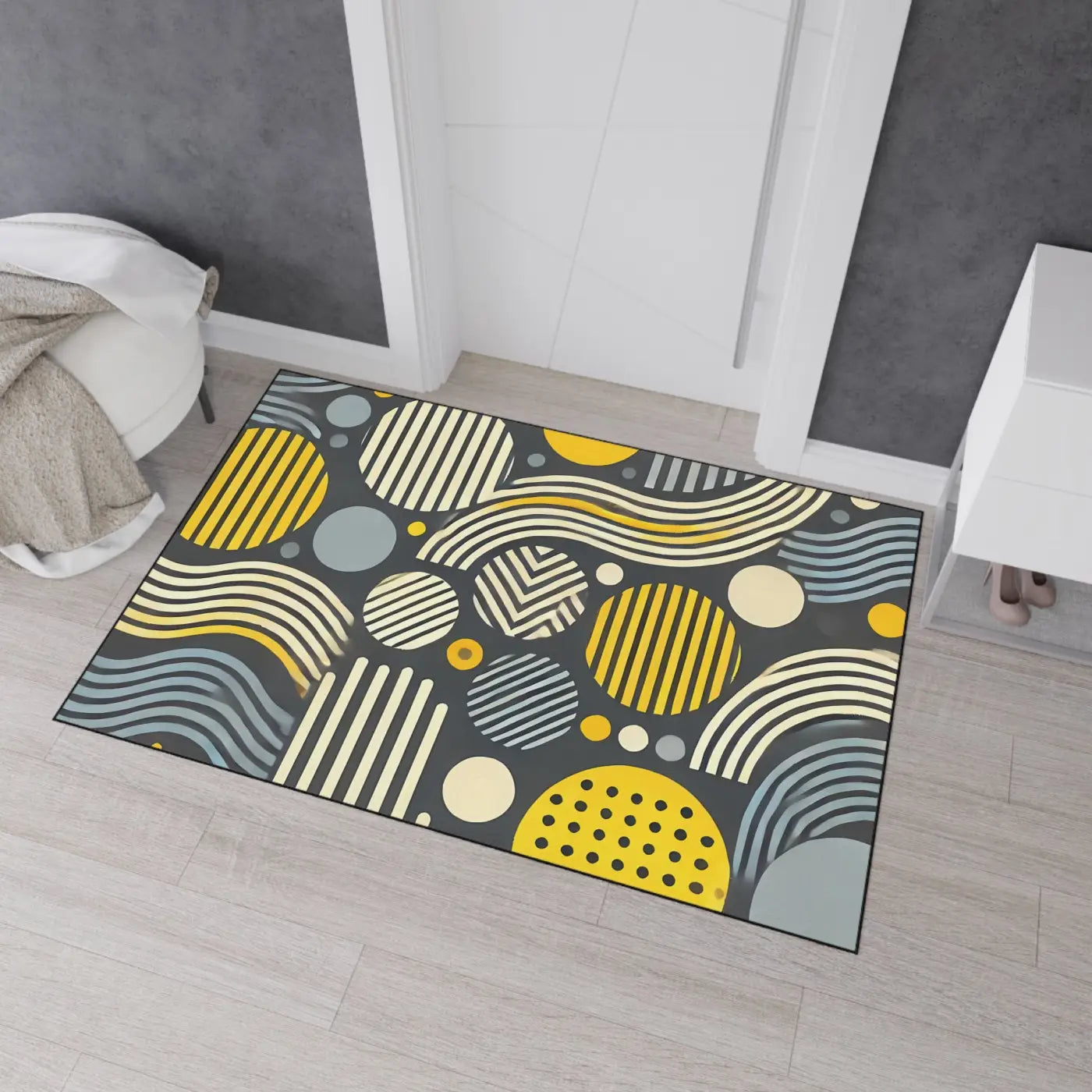 Vibrant Yellow Geometric Heavy Floor Mat - Home Decor - DipaliZ