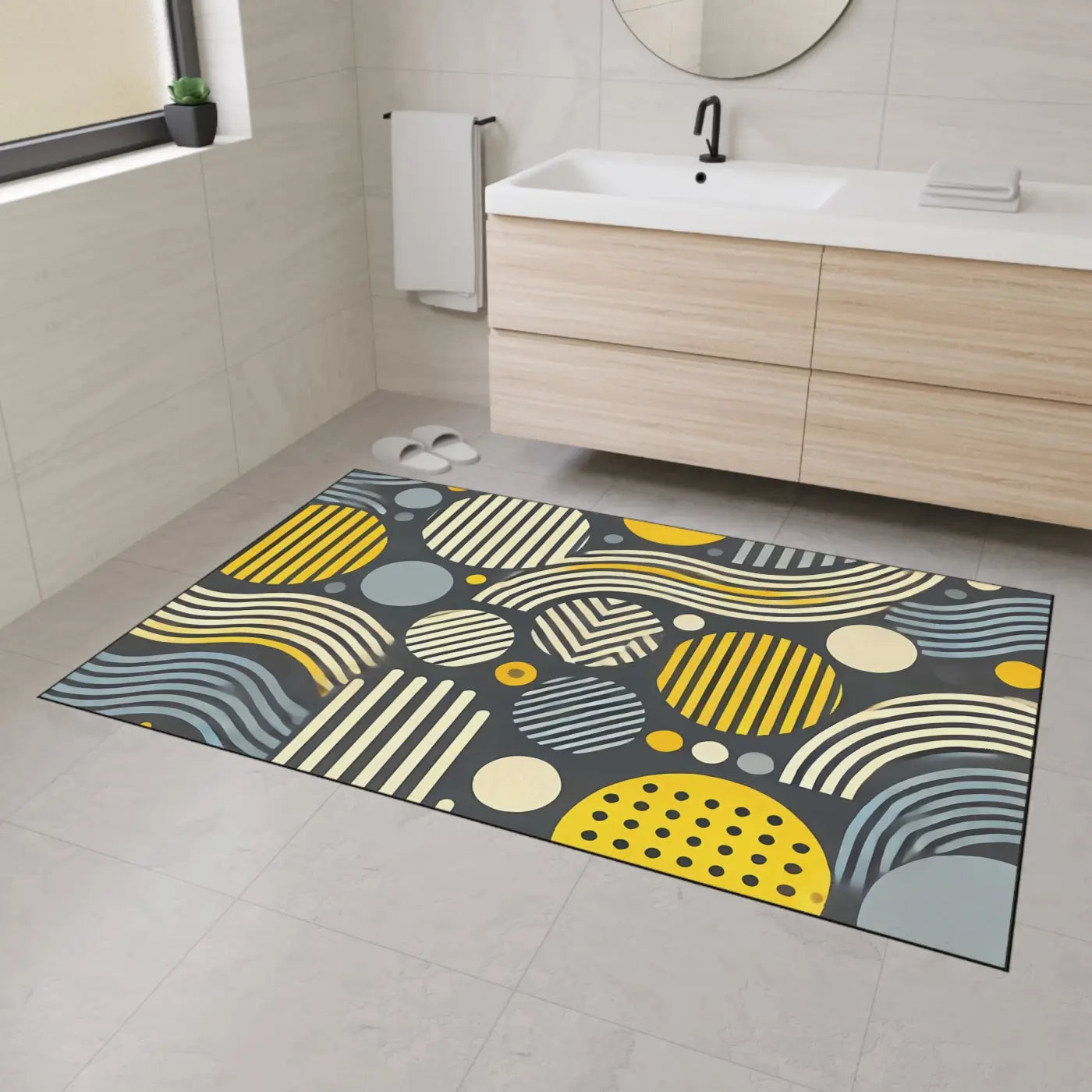 Vibrant Yellow Geometric Heavy Floor Mat - Home Decor - DipaliZ
