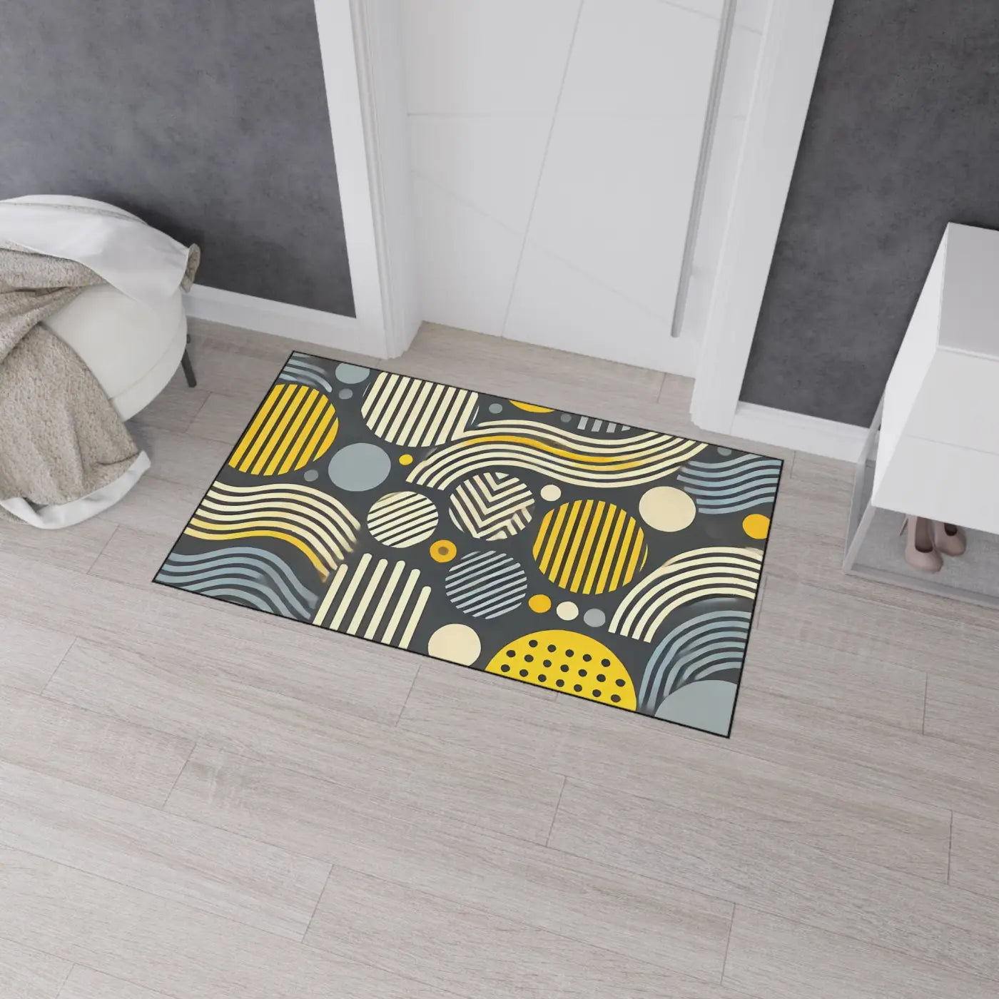 Vibrant Yellow Geometric Heavy Floor Mat - Home Decor - DipaliZ
