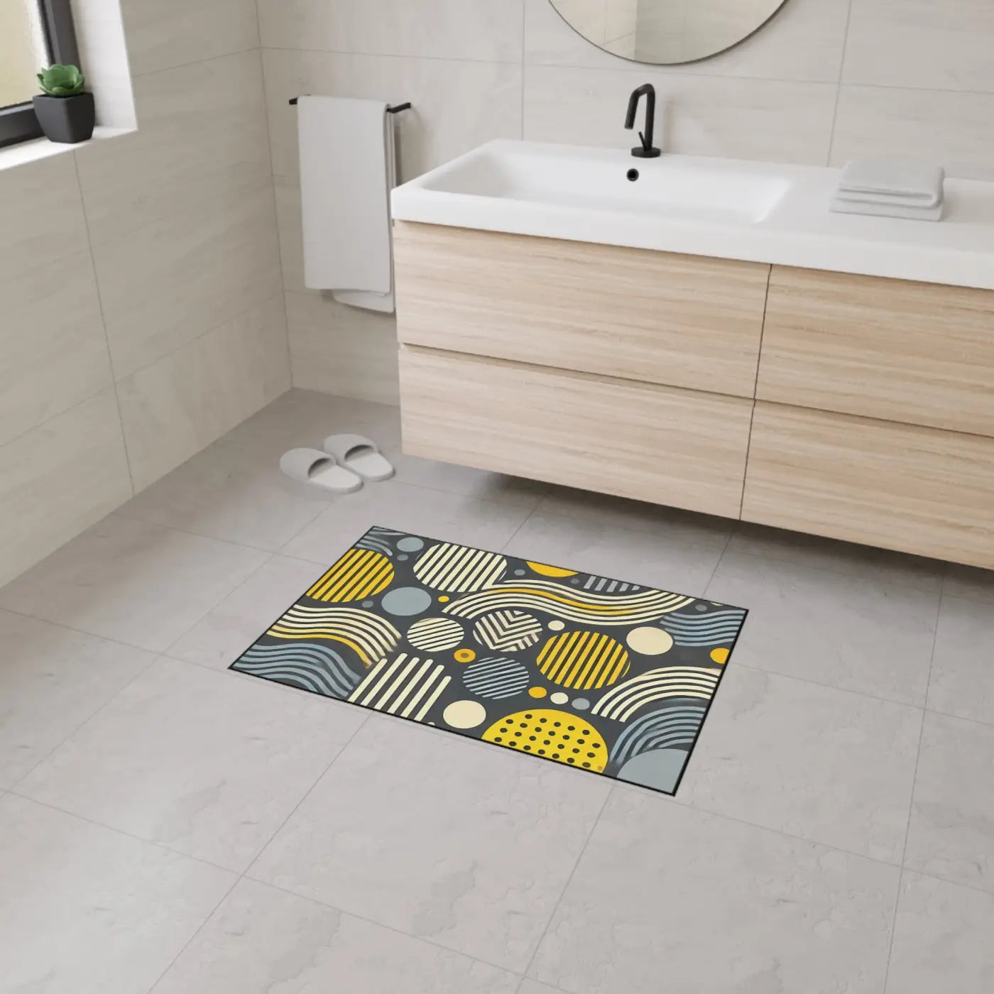 Vibrant Yellow Geometric Heavy Floor Mat - Home Decor - DipaliZ