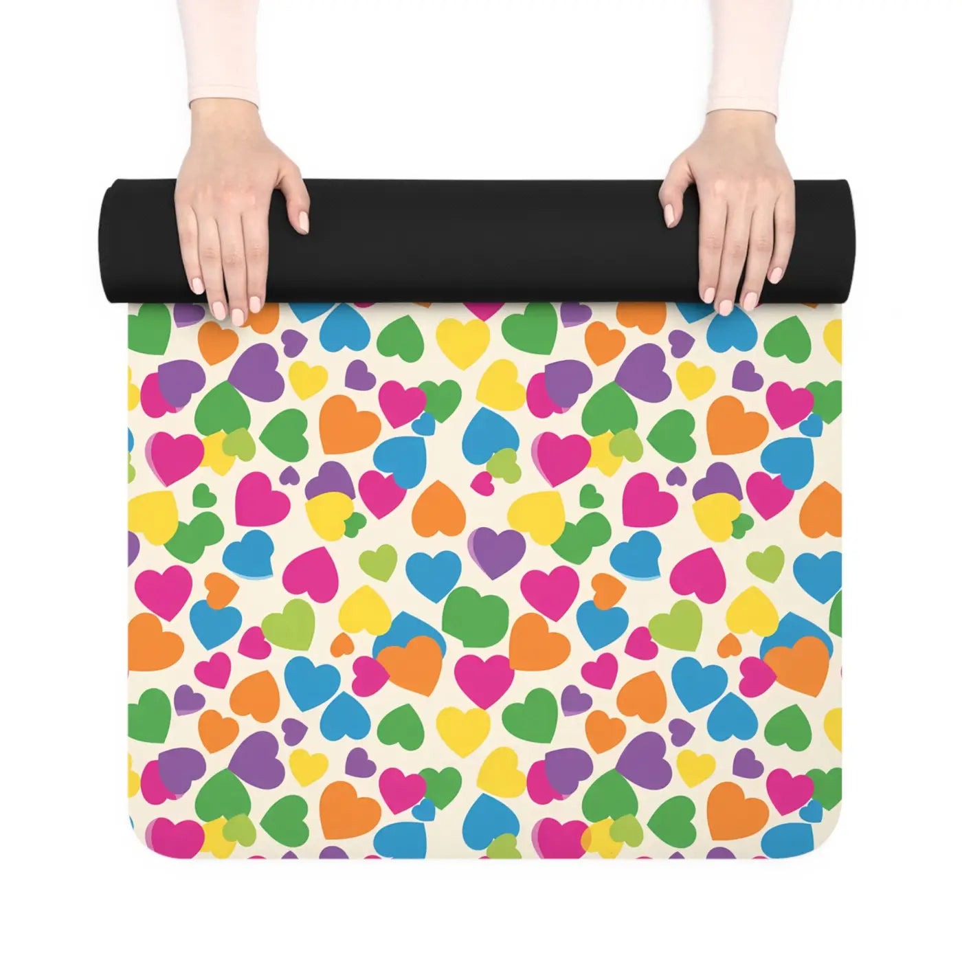Colorful Heart Pattern Yoga Mat - Non Slip Grip - DipaliZ