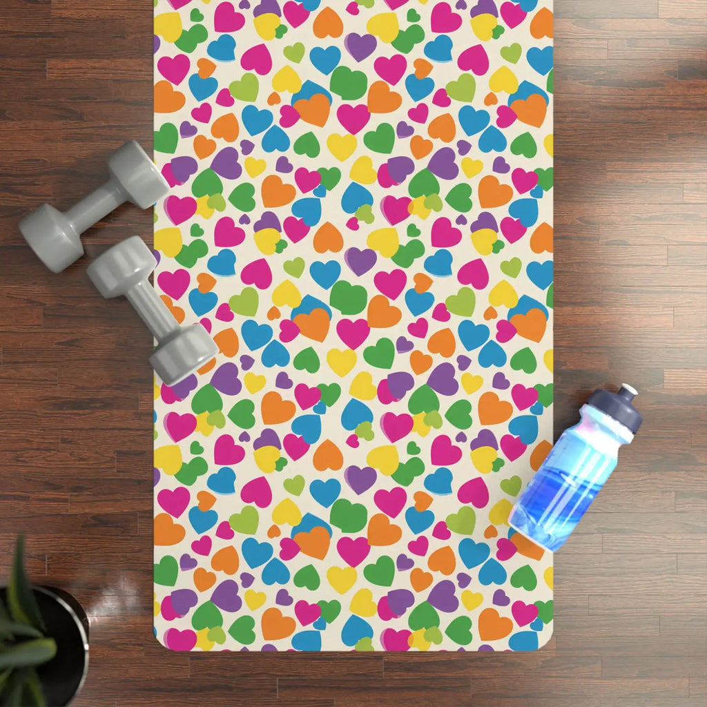 Colorful Heart Pattern Yoga Mat - Non Slip Grip - DipaliZ