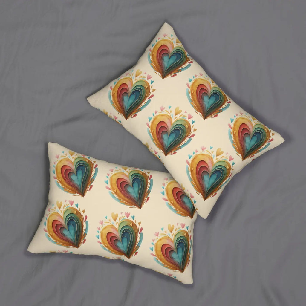 Colorful Hearts Throw Pillow - Spun Polyester Lumbar - DipaliZ
