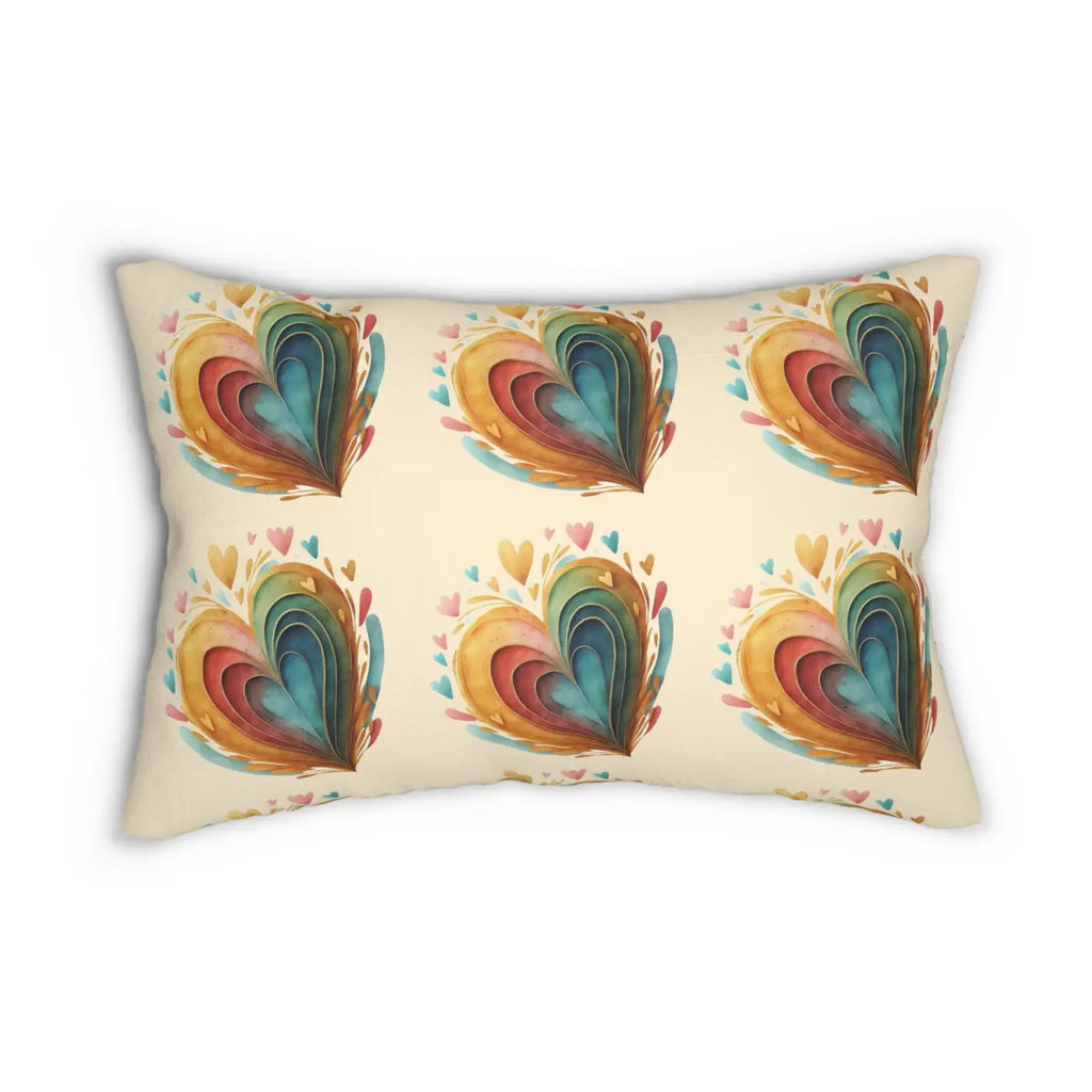 Colorful Hearts Throw Pillow - Spun Polyester Lumbar - DipaliZ