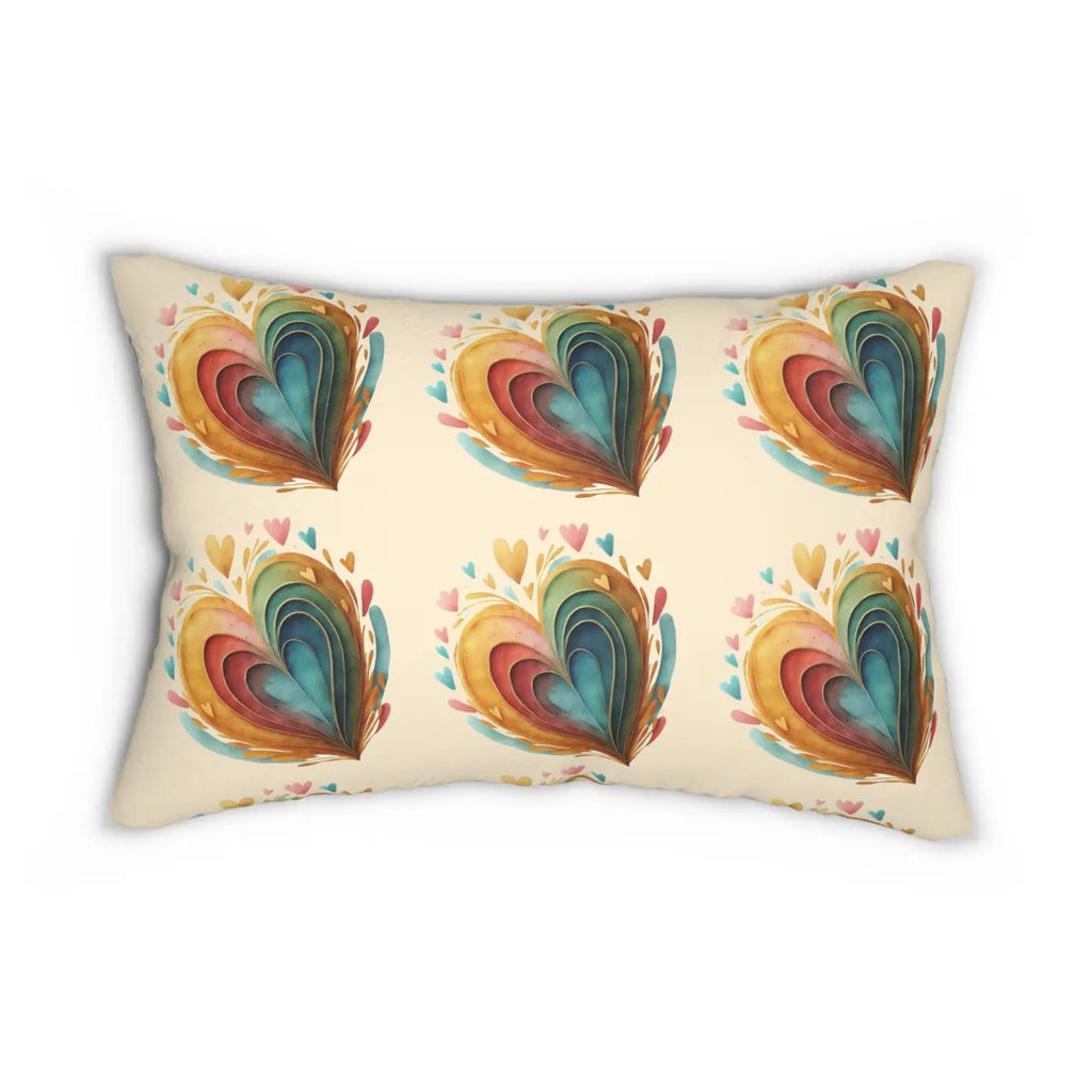 Colorful Hearts Throw Pillow - Spun Polyester Lumbar - DipaliZ