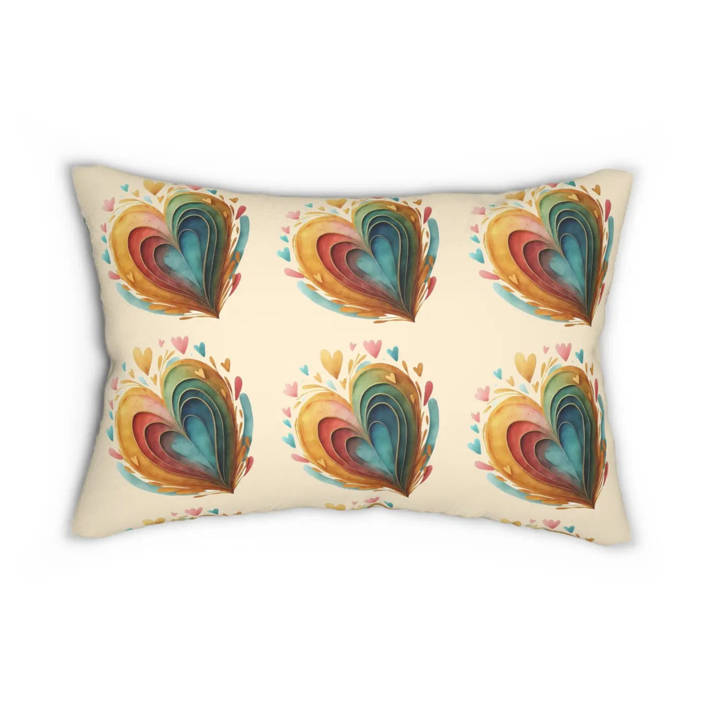 Colorful Hearts Throw Pillow - Spun Polyester Lumbar - DipaliZ