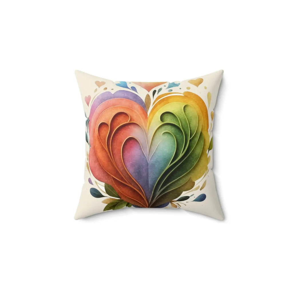 Colorful Hearts Throw Pillow - Polyester Square Design - DipaliZ