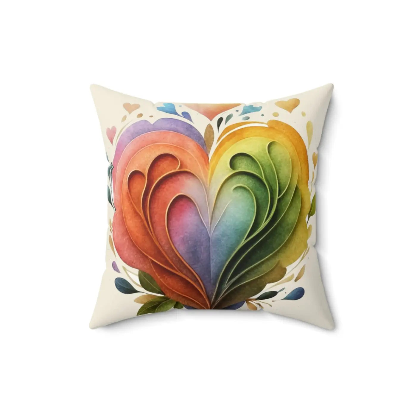 Colorful Hearts Throw Pillow - Polyester Square Design - DipaliZ