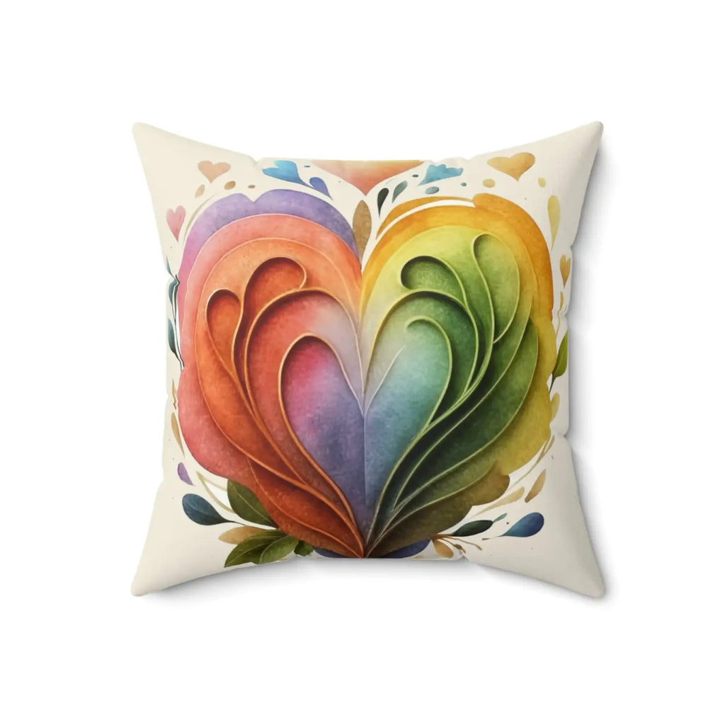 Colorful Hearts Throw Pillow - Polyester Square Design - DipaliZ