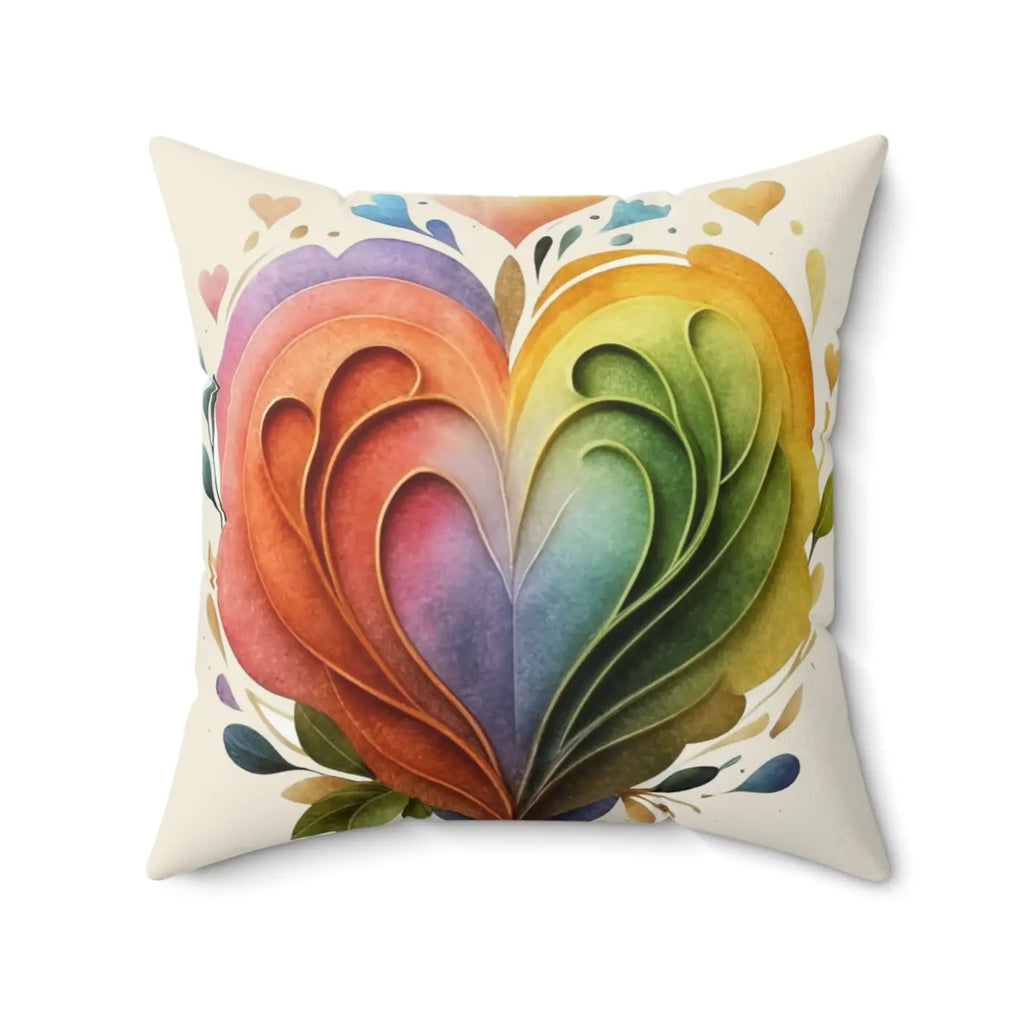 Colorful Hearts Throw Pillow - Polyester Square Design - DipaliZ