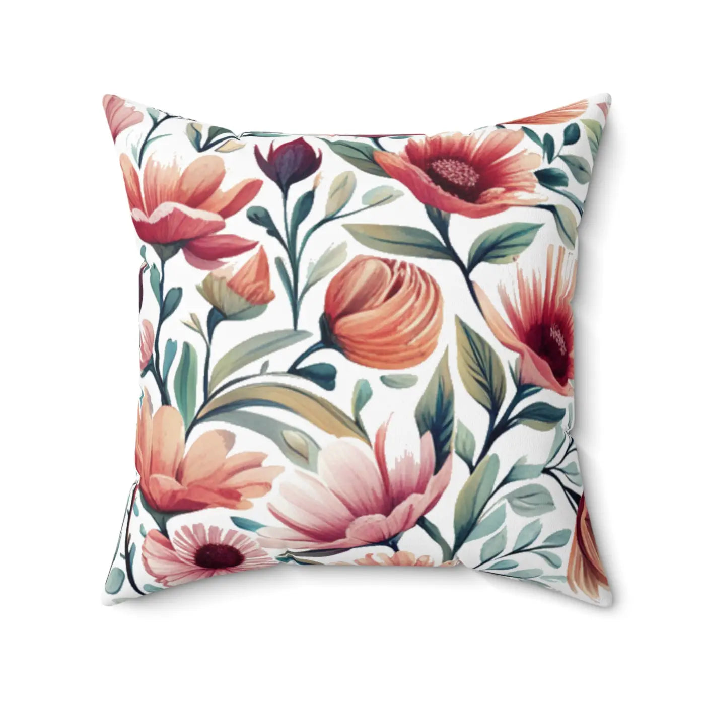 Polyester Square Pillow - Colorful Large Flowers Design - DipaliZ
