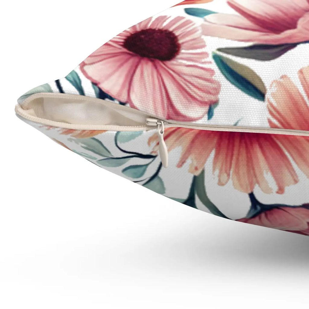 Polyester Square Pillow - Colorful Large Flowers Design - DipaliZ