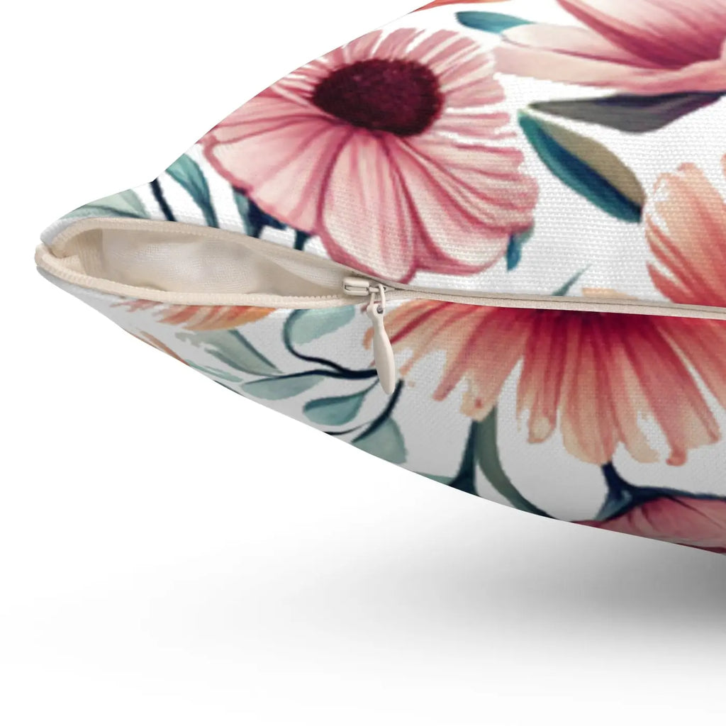 Polyester Square Pillow - Colorful Large Flowers Design - DipaliZ