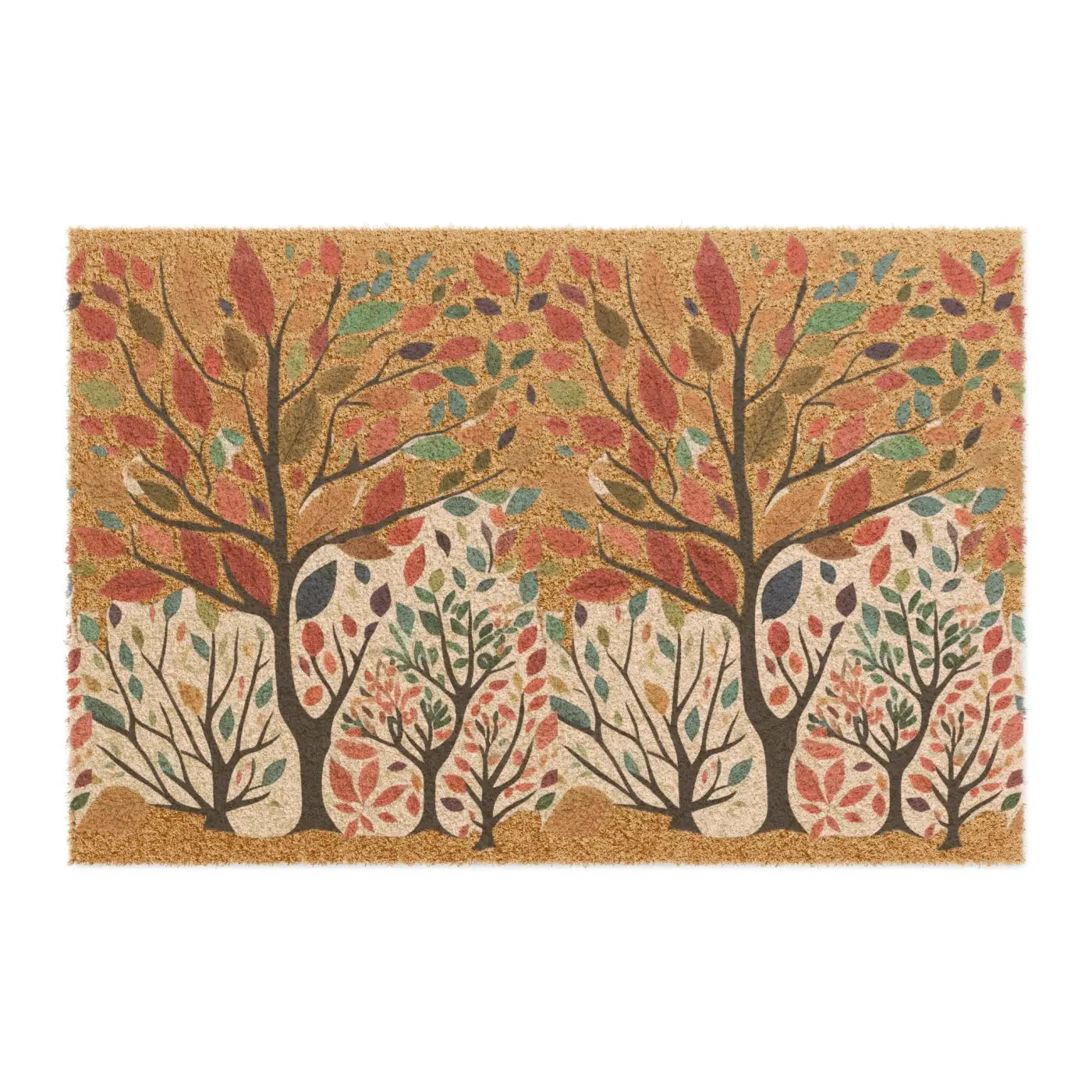 Colorful Leaves Doormat - Autumn Trees and Wild Flowers - DipaliZ