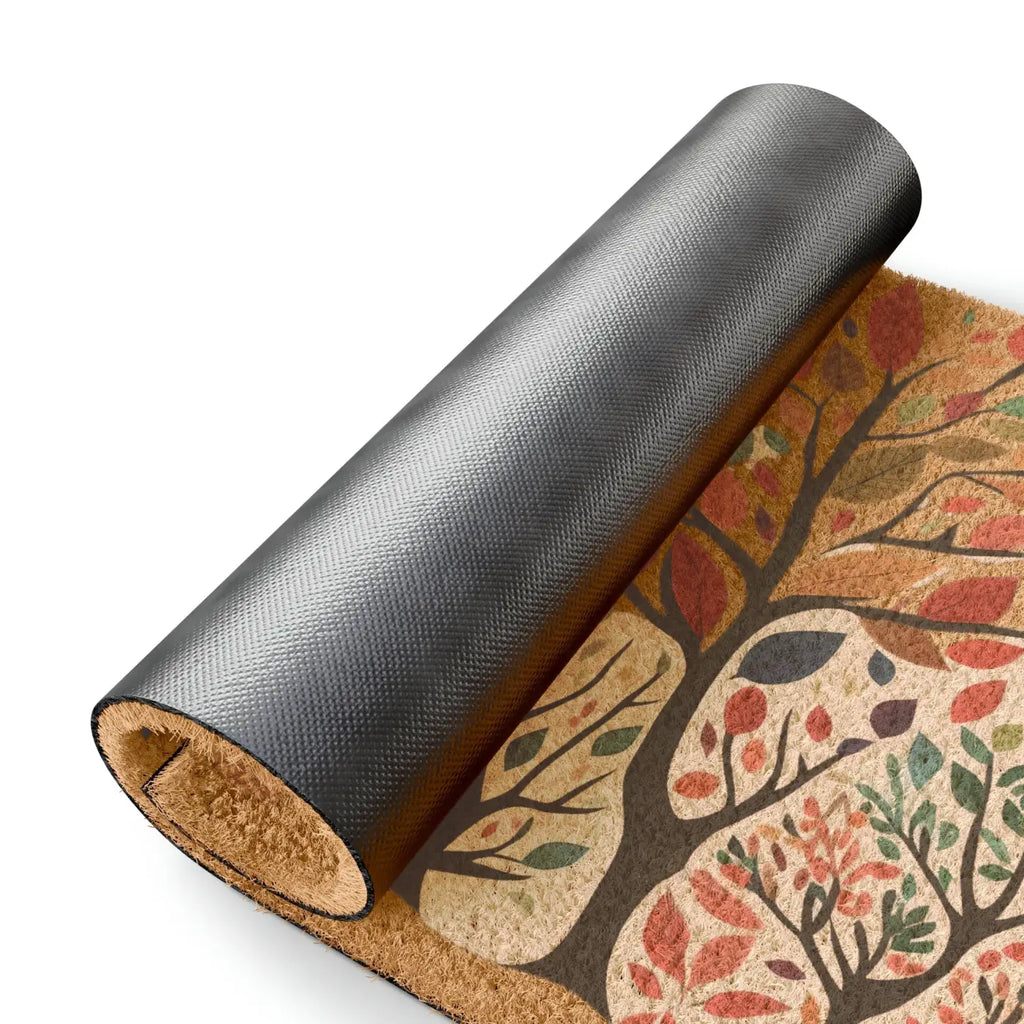 Colorful Leaves Doormat - Autumn Trees and Wild Flowers - DipaliZ