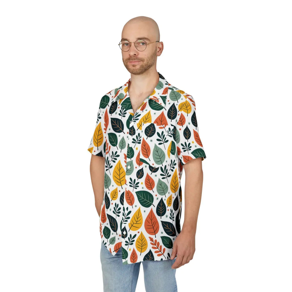 Vibrant Unisex Hawaiian Shirt - Colorful Leaves Design - DipaliZ