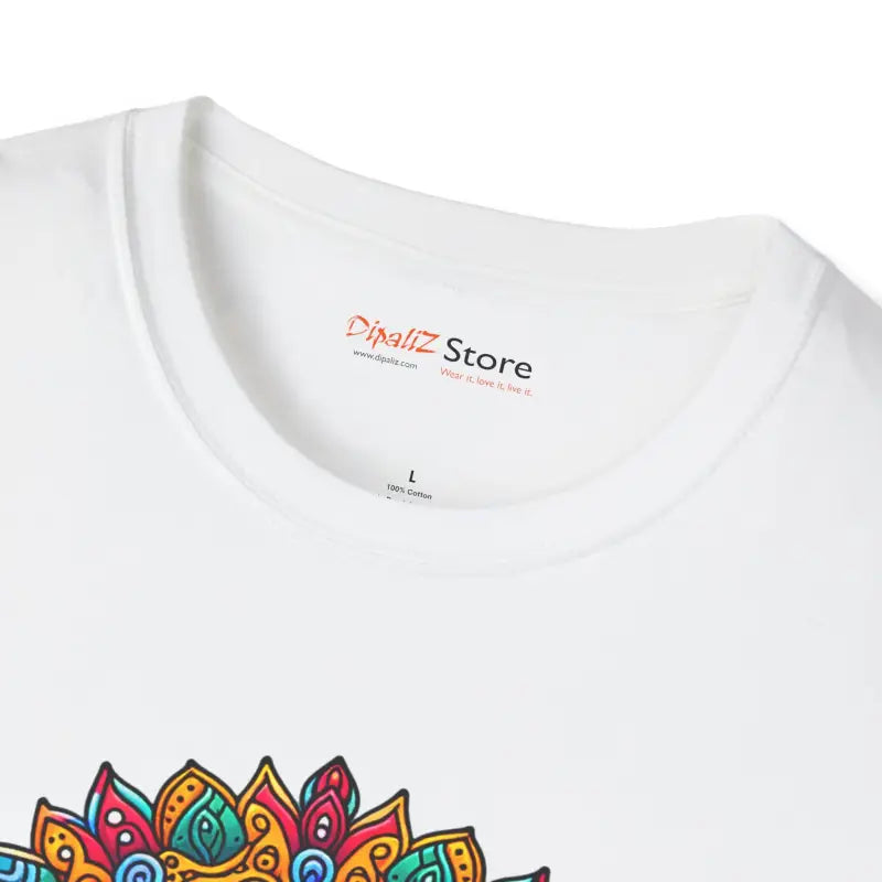 Colorful Mandal Art Softstyle T Shirt - Bold Elephant Design - DipaliZ