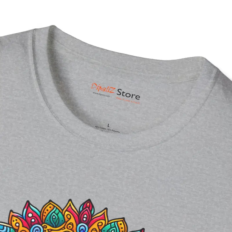 Colorful Mandal Art Softstyle T Shirt - Bold Elephant Design - DipaliZ