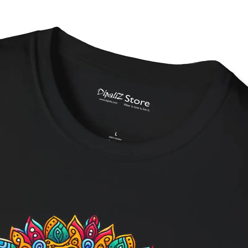 Colorful Mandal Art Softstyle T Shirt - Bold Elephant Design - DipaliZ