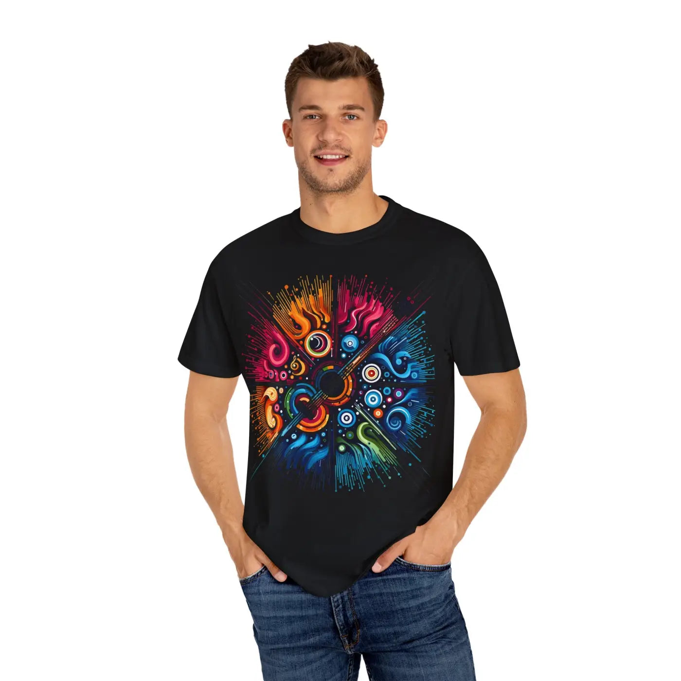 Colorful Musical Vibes Unisex Garment Dyed Shirt - DipaliZ