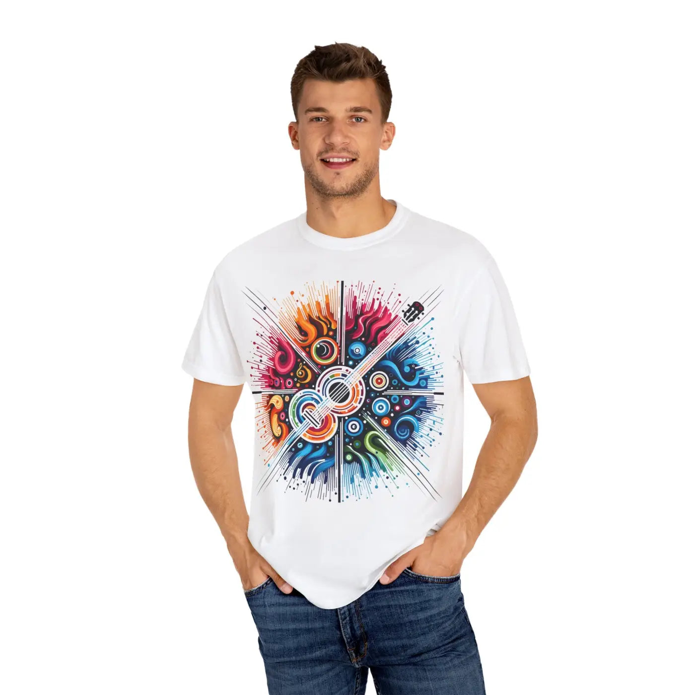 Colorful Musical Vibes Unisex Garment Dyed Shirt - DipaliZ