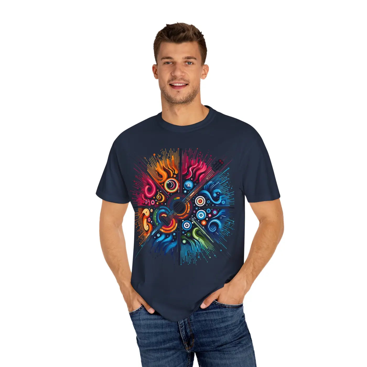 Colorful Musical Vibes Unisex Garment Dyed Shirt - DipaliZ