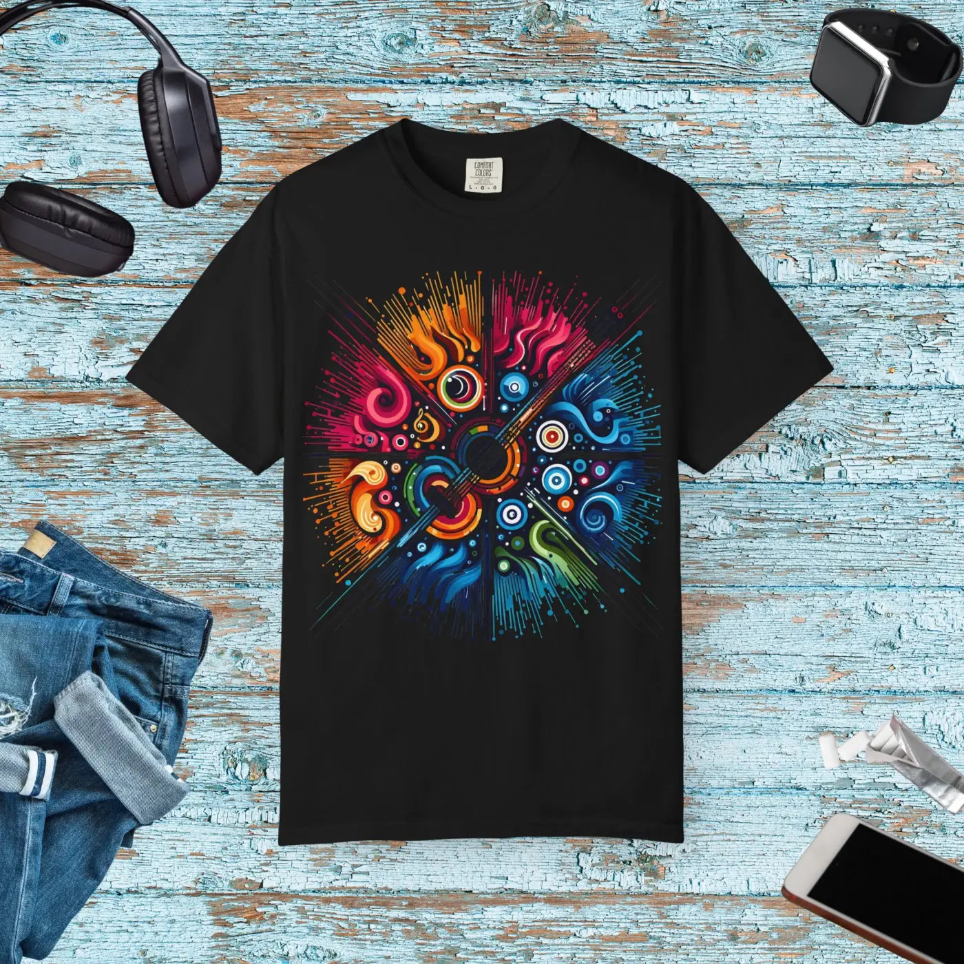 Colorful Musical Vibes Unisex Garment Dyed Shirt - DipaliZ