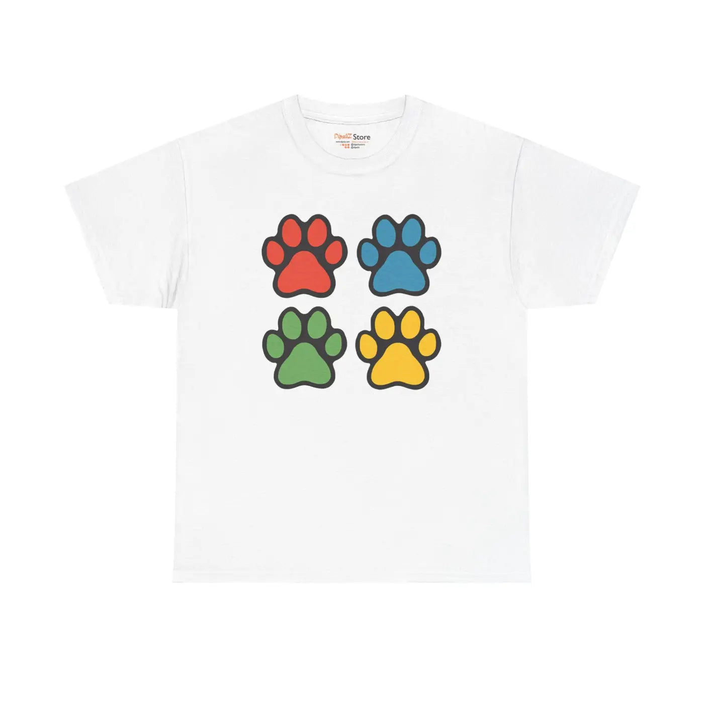 Paw Print Unisex Heavy Cotton Tee - Colorful Design - DipaliZ