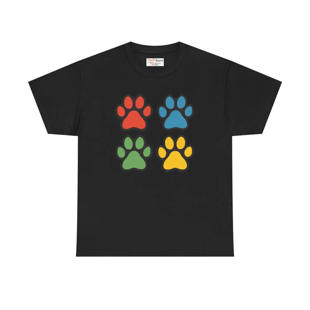 Paw Print Unisex Heavy Cotton Tee - Colorful Design - DipaliZ
