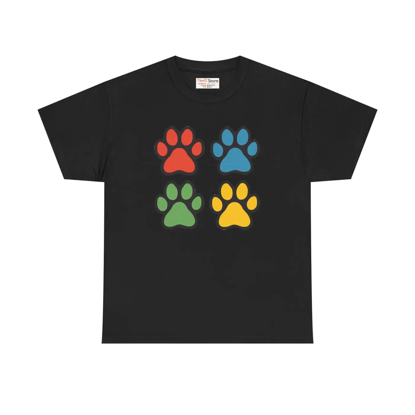 Paw Print Unisex Heavy Cotton Tee - Colorful Design - DipaliZ