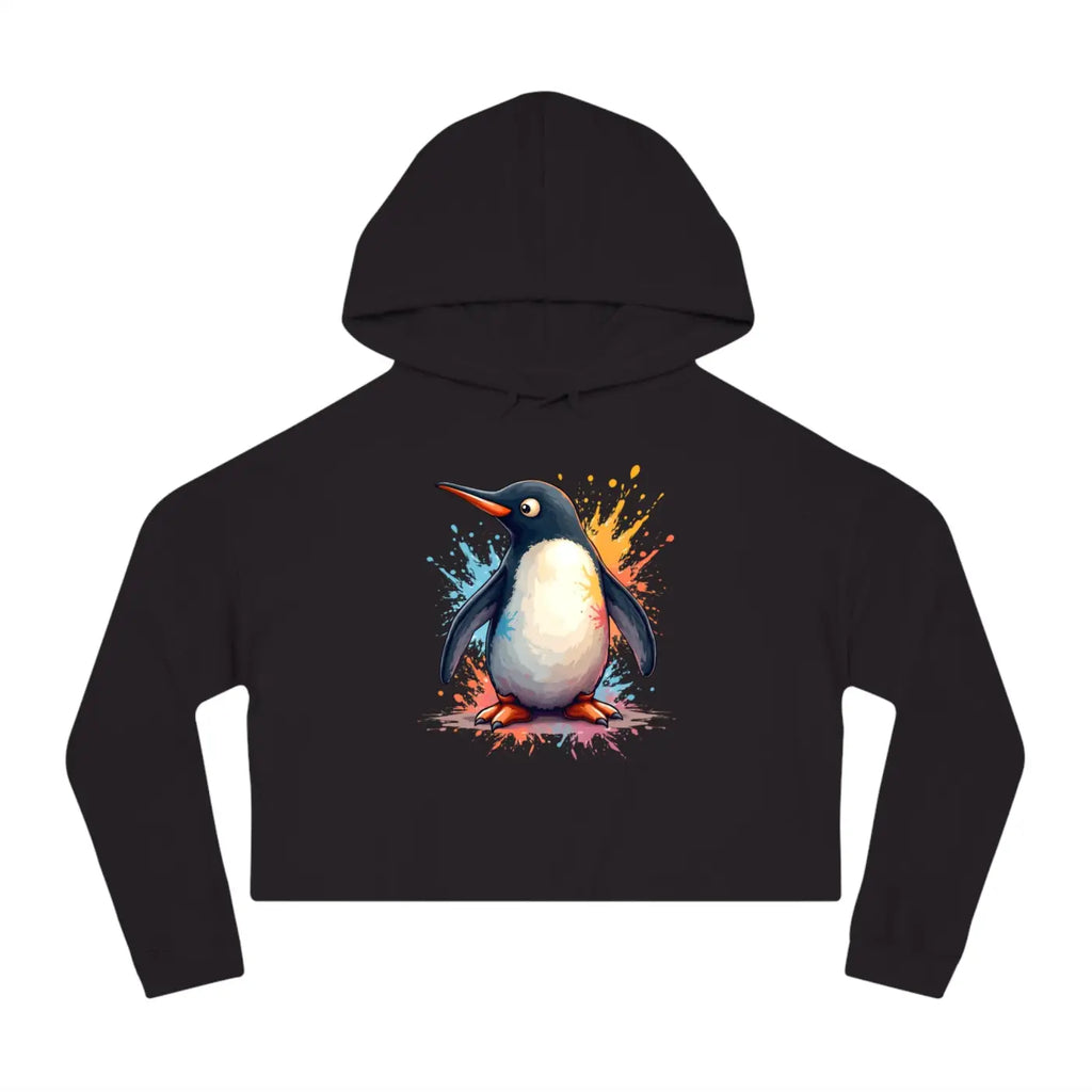 Colorful Penguin Cropped Hooded Sweatshirt - Featherlight - DipaliZ