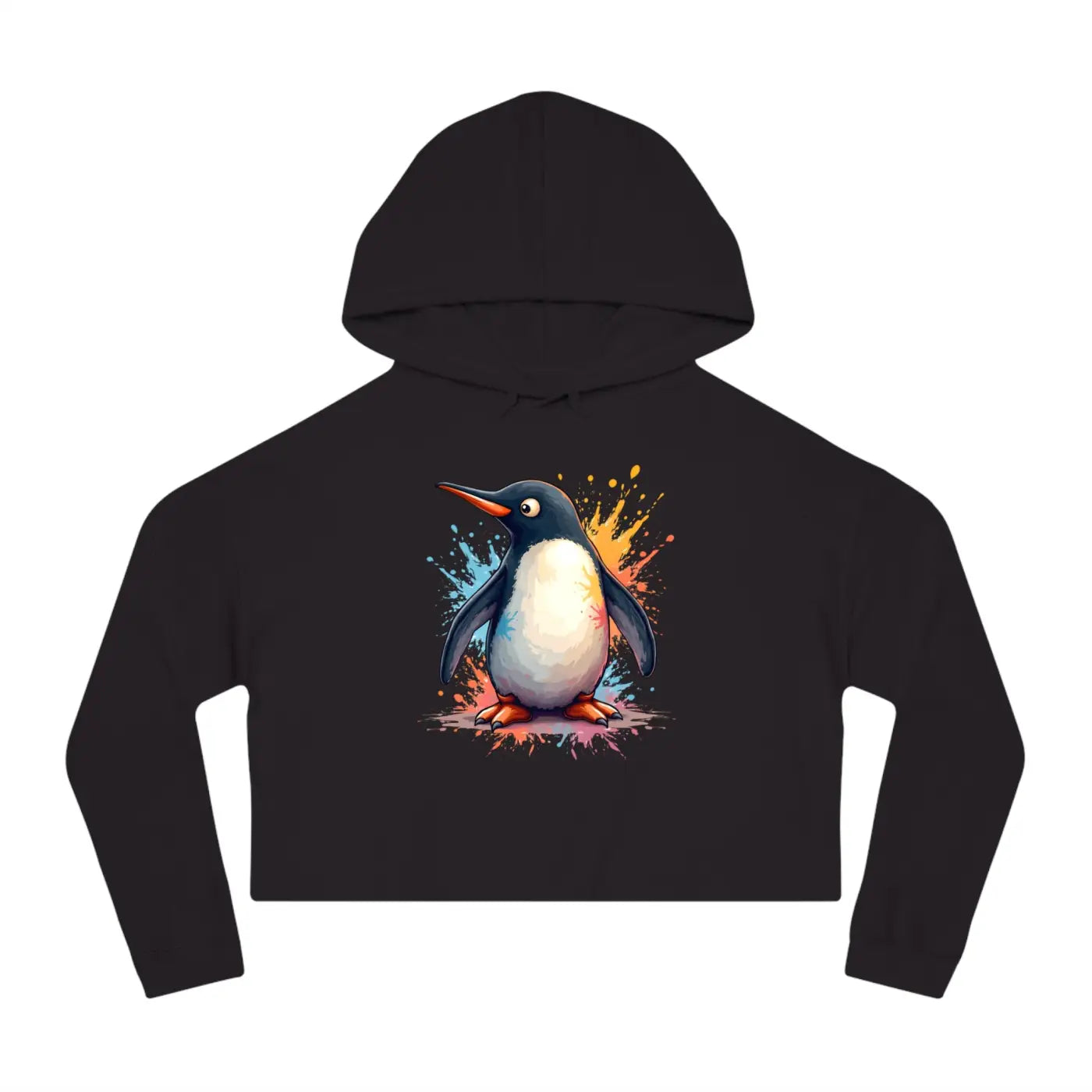 Colorful Penguin Cropped Hooded Sweatshirt - Featherlight - DipaliZ