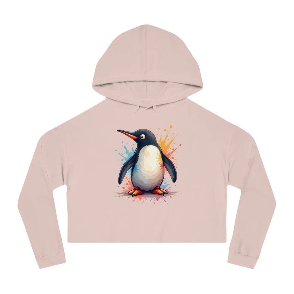 Colorful Penguin Cropped Hooded Sweatshirt - Featherlight - DipaliZ