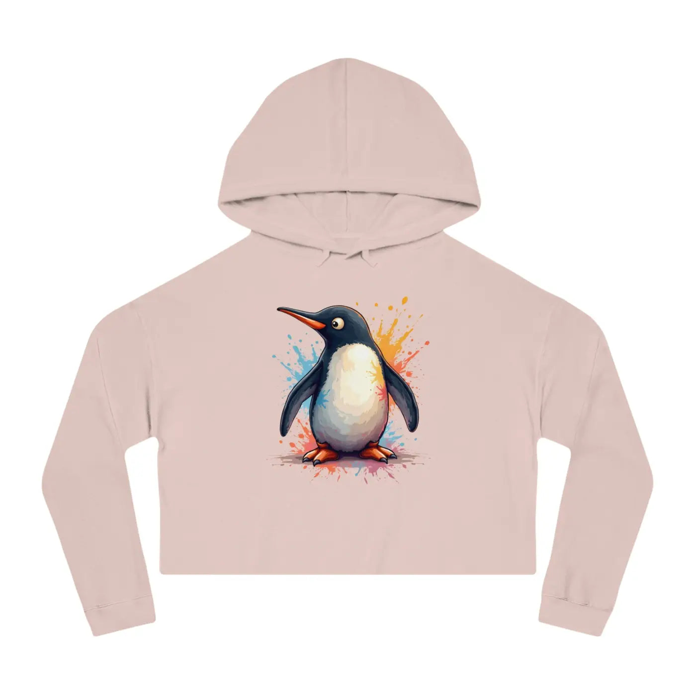 Colorful Penguin Cropped Hooded Sweatshirt - Featherlight - DipaliZ