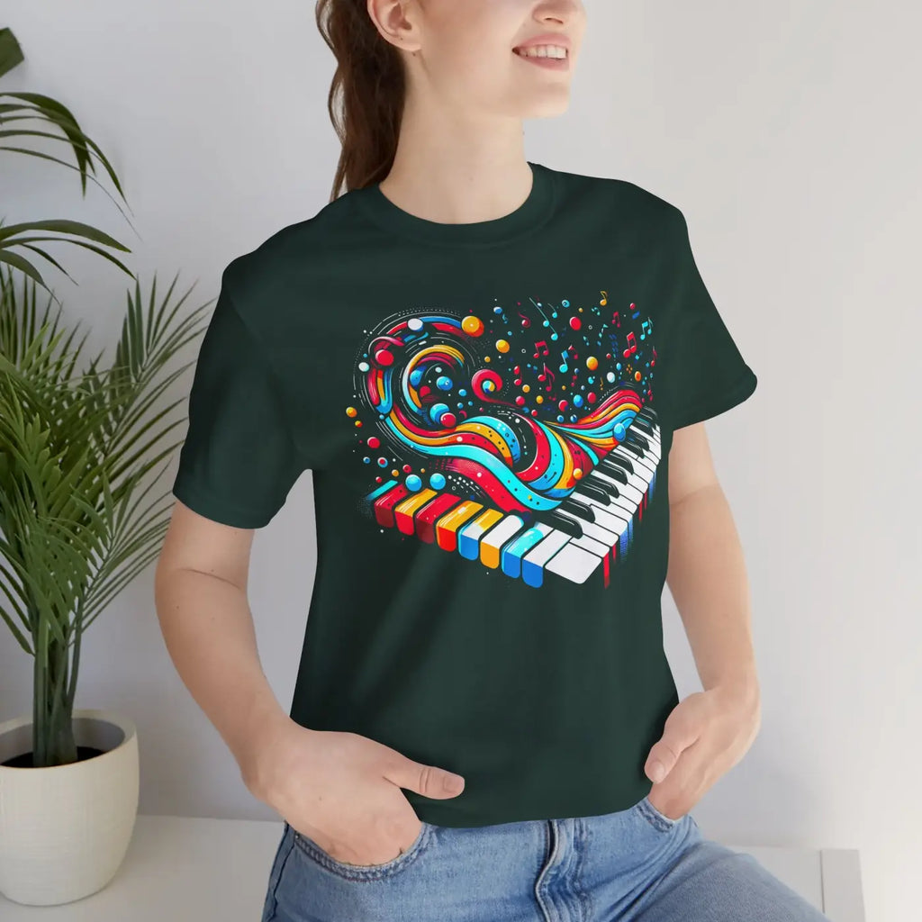 Colorful Piano Waves Vibrant Short Sleeve Tee - Musical - DipaliZ