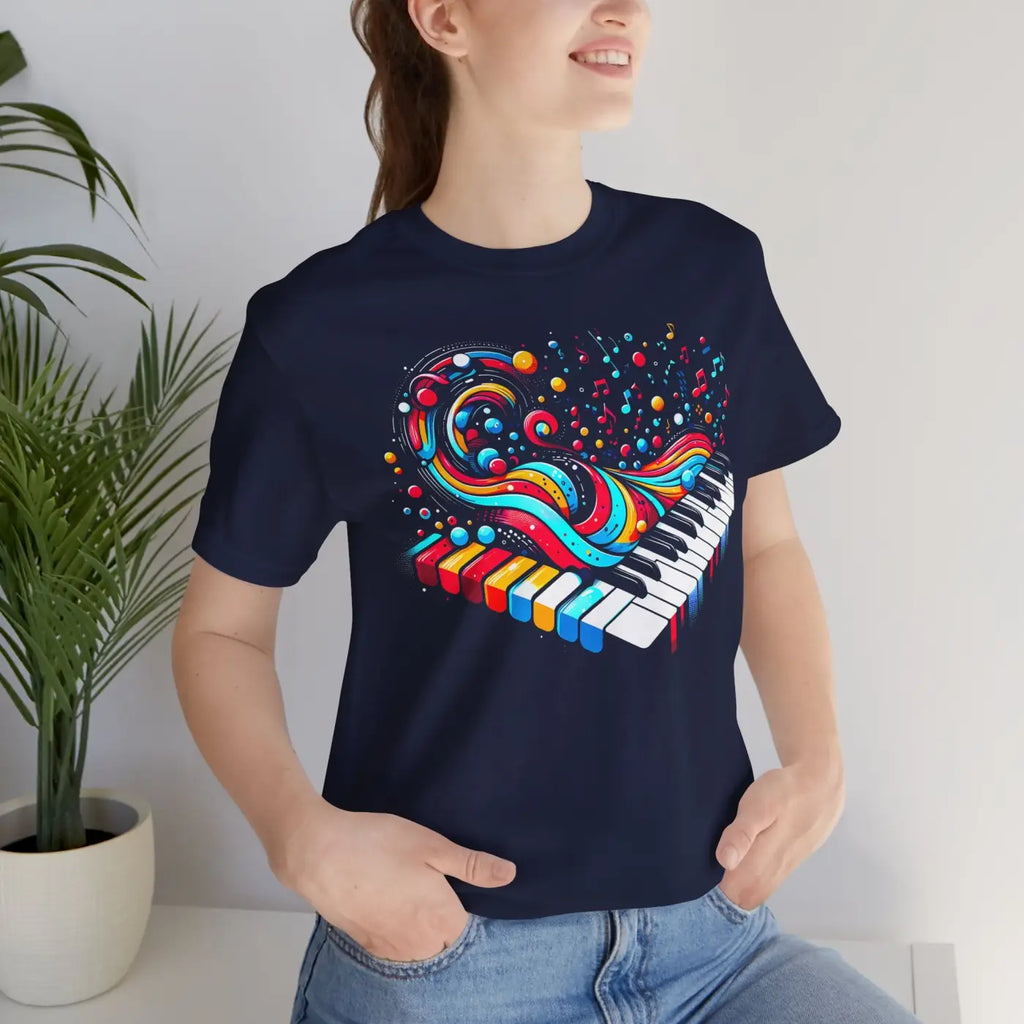 Colorful Piano Waves Vibrant Short Sleeve Tee - Musical - DipaliZ