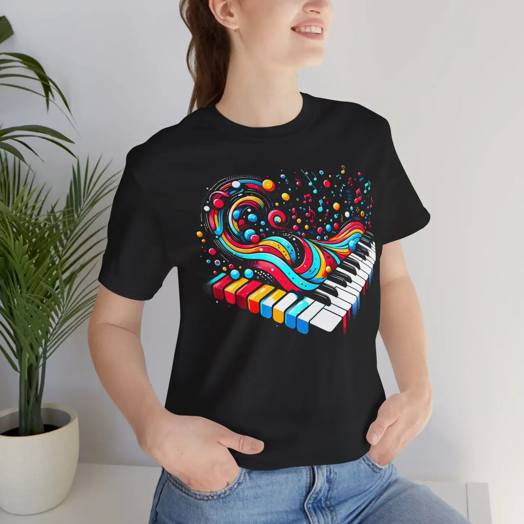 Colorful Piano Waves Vibrant Short Sleeve Tee - Musical - DipaliZ