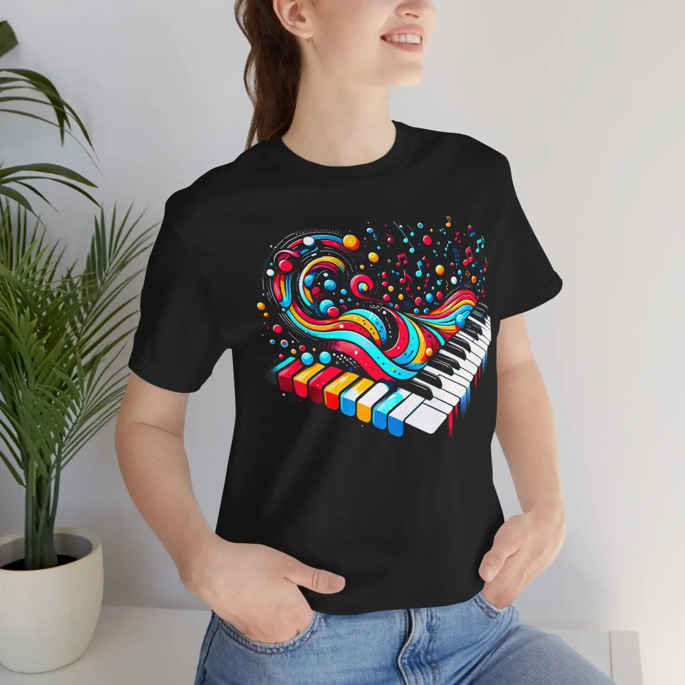 Colorful Piano Waves Vibrant Short Sleeve Tee - Musical - DipaliZ