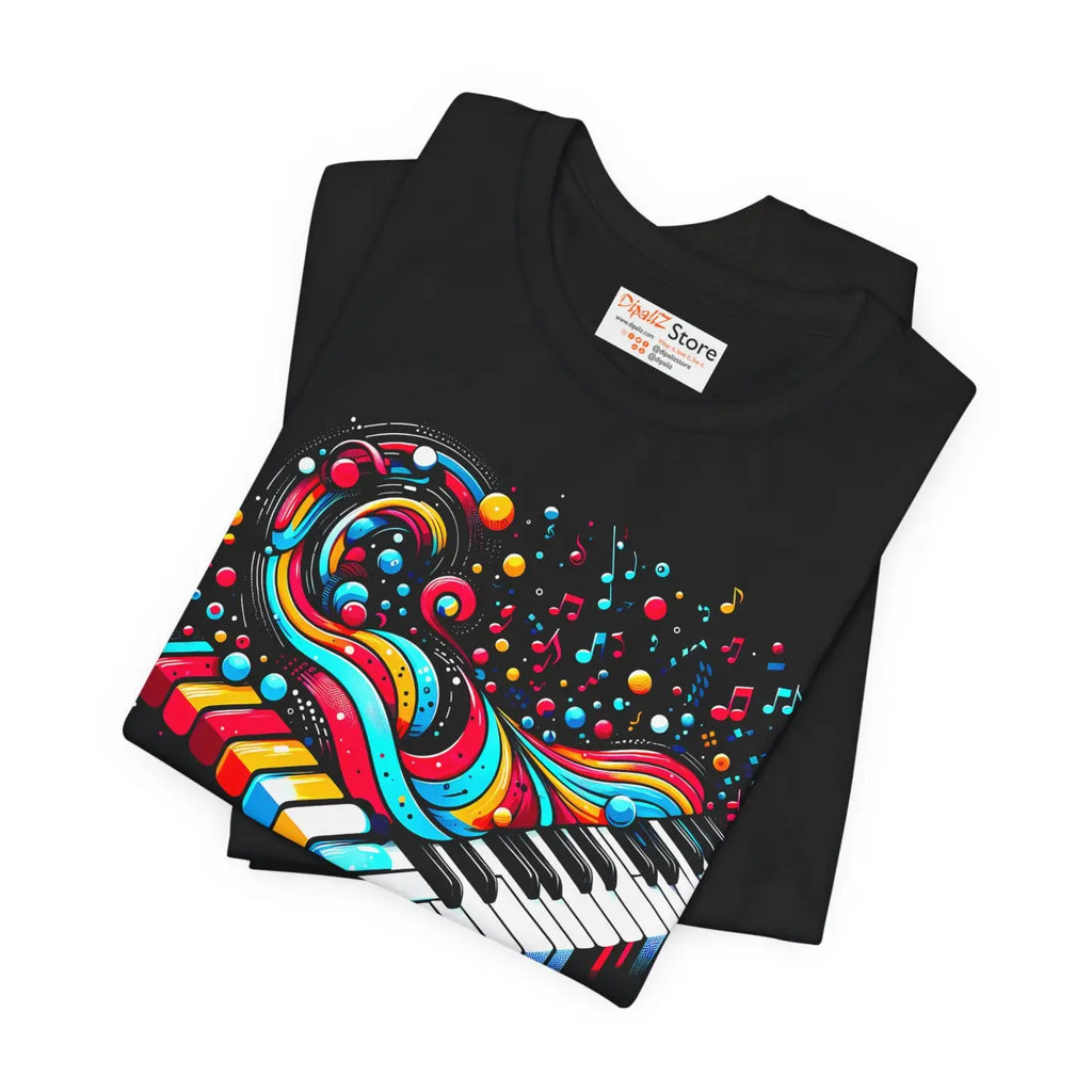 Colorful Piano Waves Vibrant Short Sleeve Tee - Musical - DipaliZ