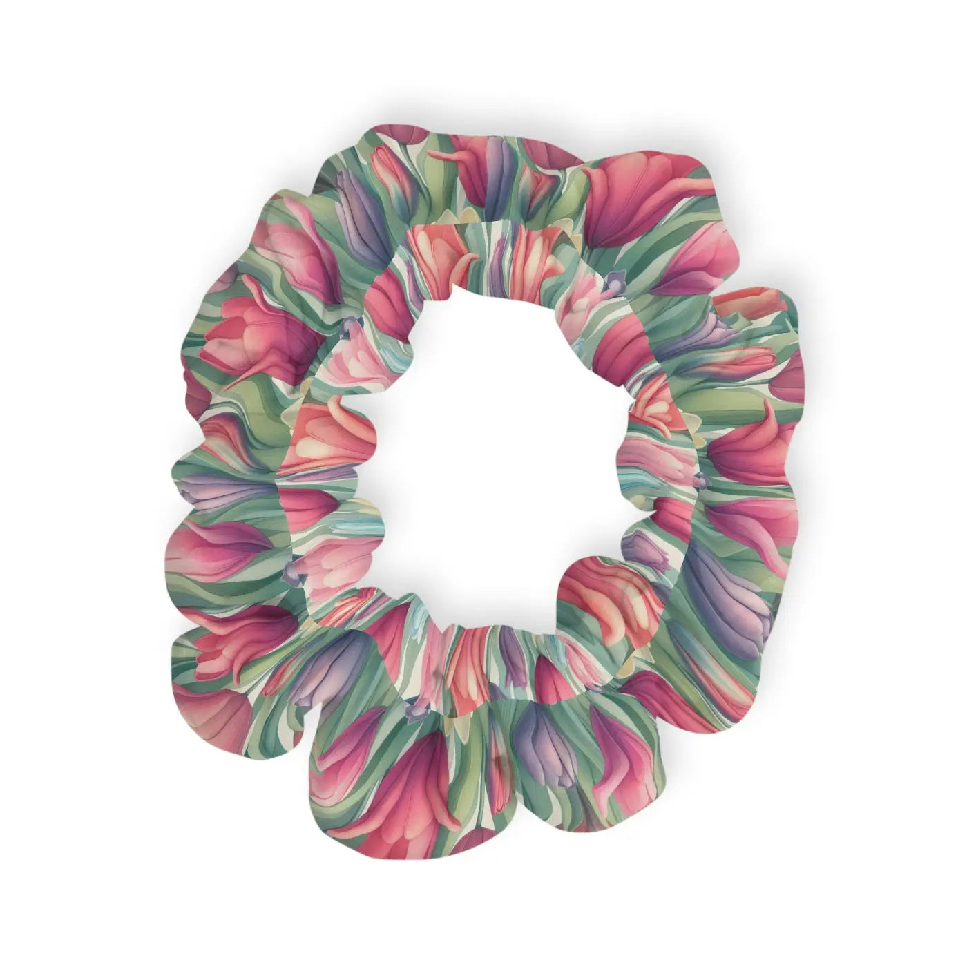 Colorful Tulips Floral Scrunchie - Stylish Hair Accessory - DipaliZ