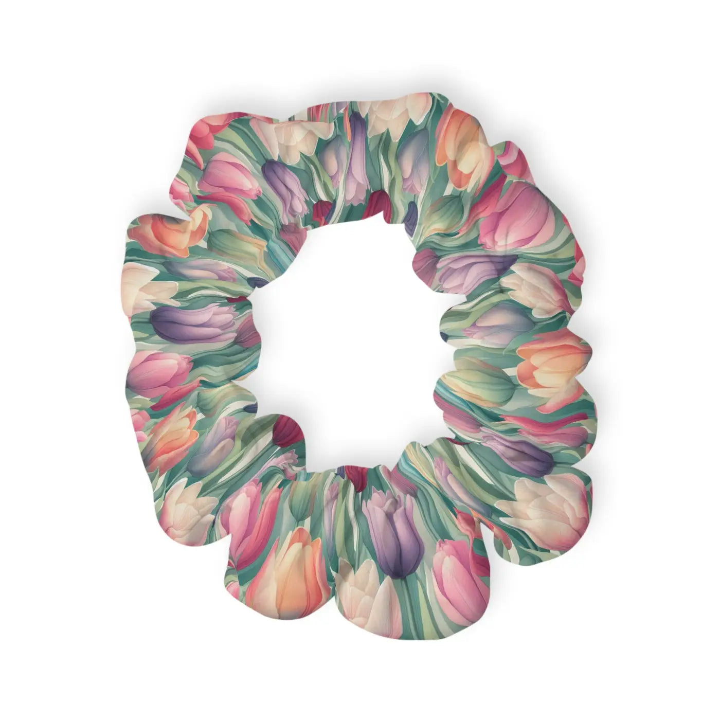 Colorful Tulips Floral Scrunchie - Stylish Hair Accessory - DipaliZ