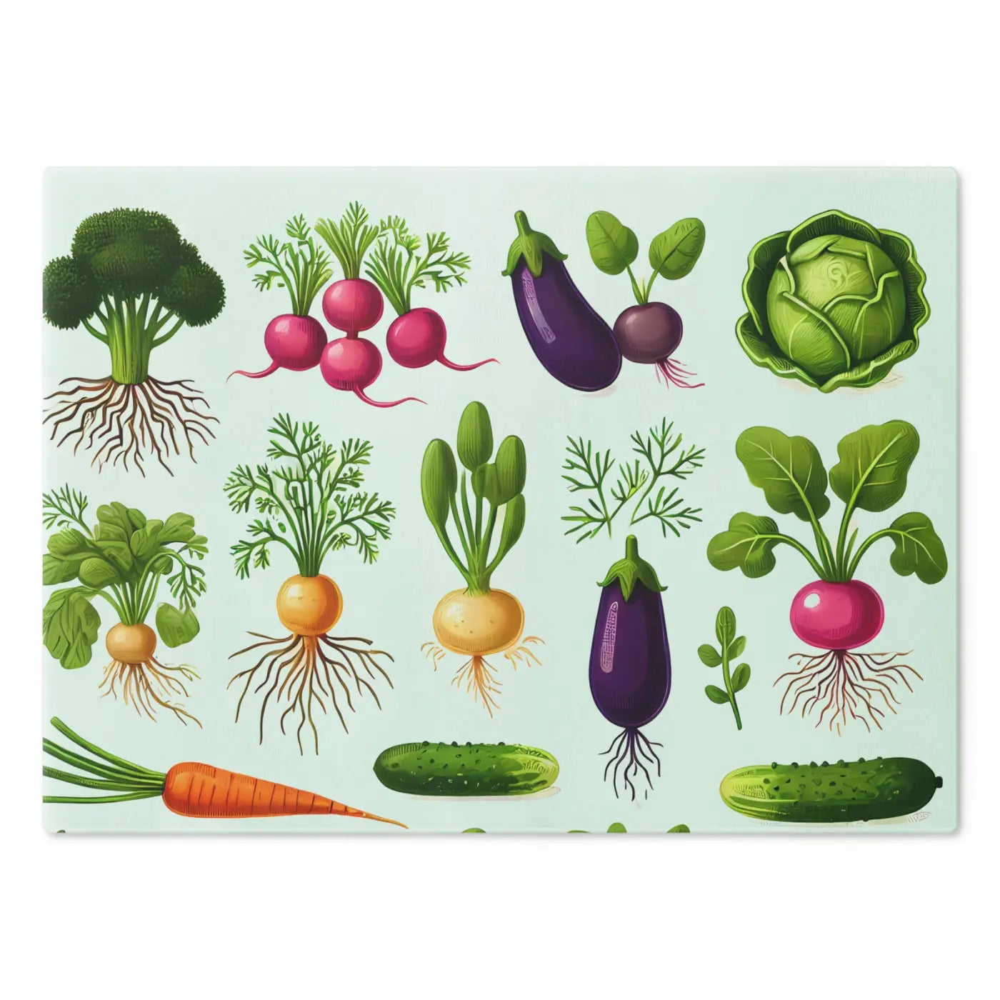 Tempered Glass Cutting Board - Colorful Vegetables Design - DipaliZ