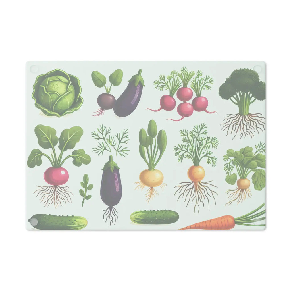 Tempered Glass Cutting Board - Colorful Vegetables Design - DipaliZ