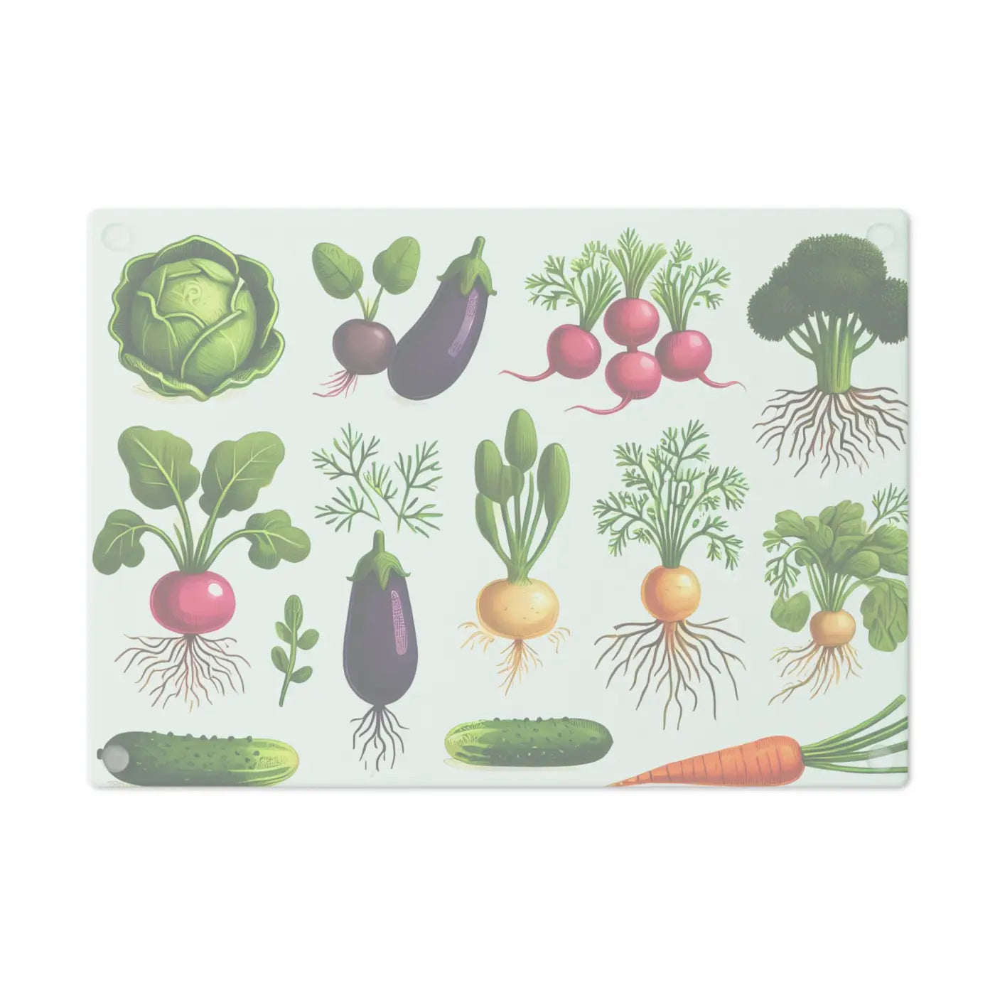 Tempered Glass Cutting Board - Colorful Vegetables Design - DipaliZ